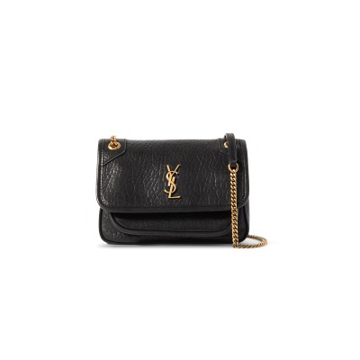 YSL NIKI CRINKLED-LEATHER SHOULDER BAG  (18.5*12*7cm) 